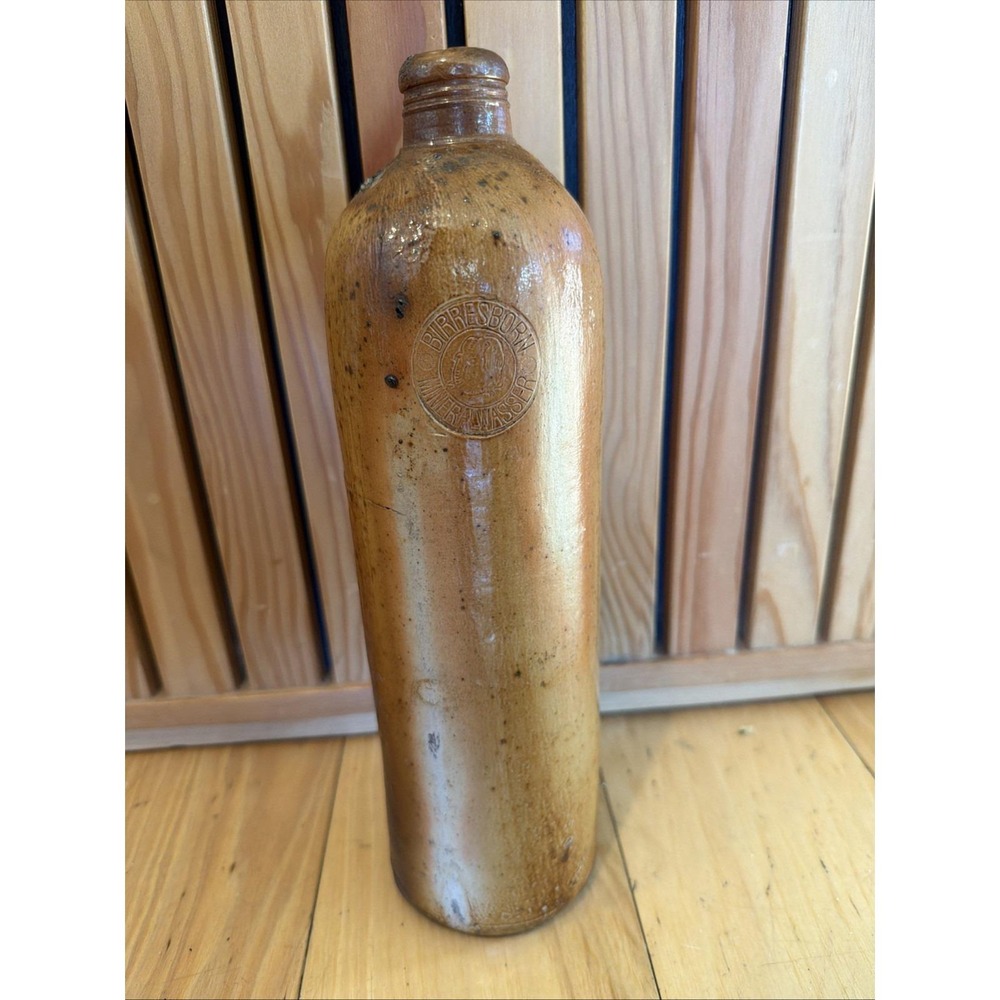 Antique 1800s German Birresborn Mineral Wasser Spirits Clay Stoneware‎ Bottle
